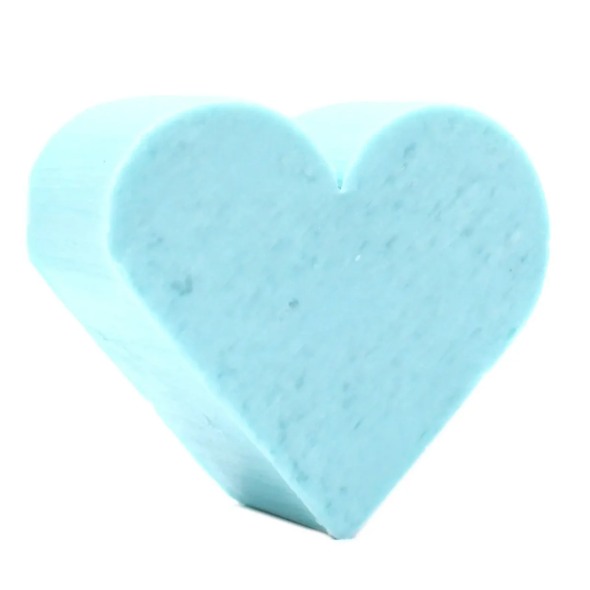 Guest soap shaped like a heart with lotus flower design.