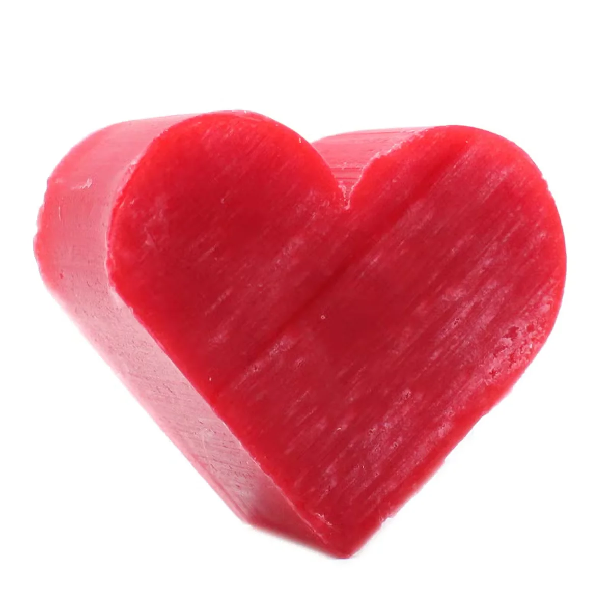 Heart-shaped raspberry soap bar, perfect for a guest bathroom soap, with a vibrant berry hue.