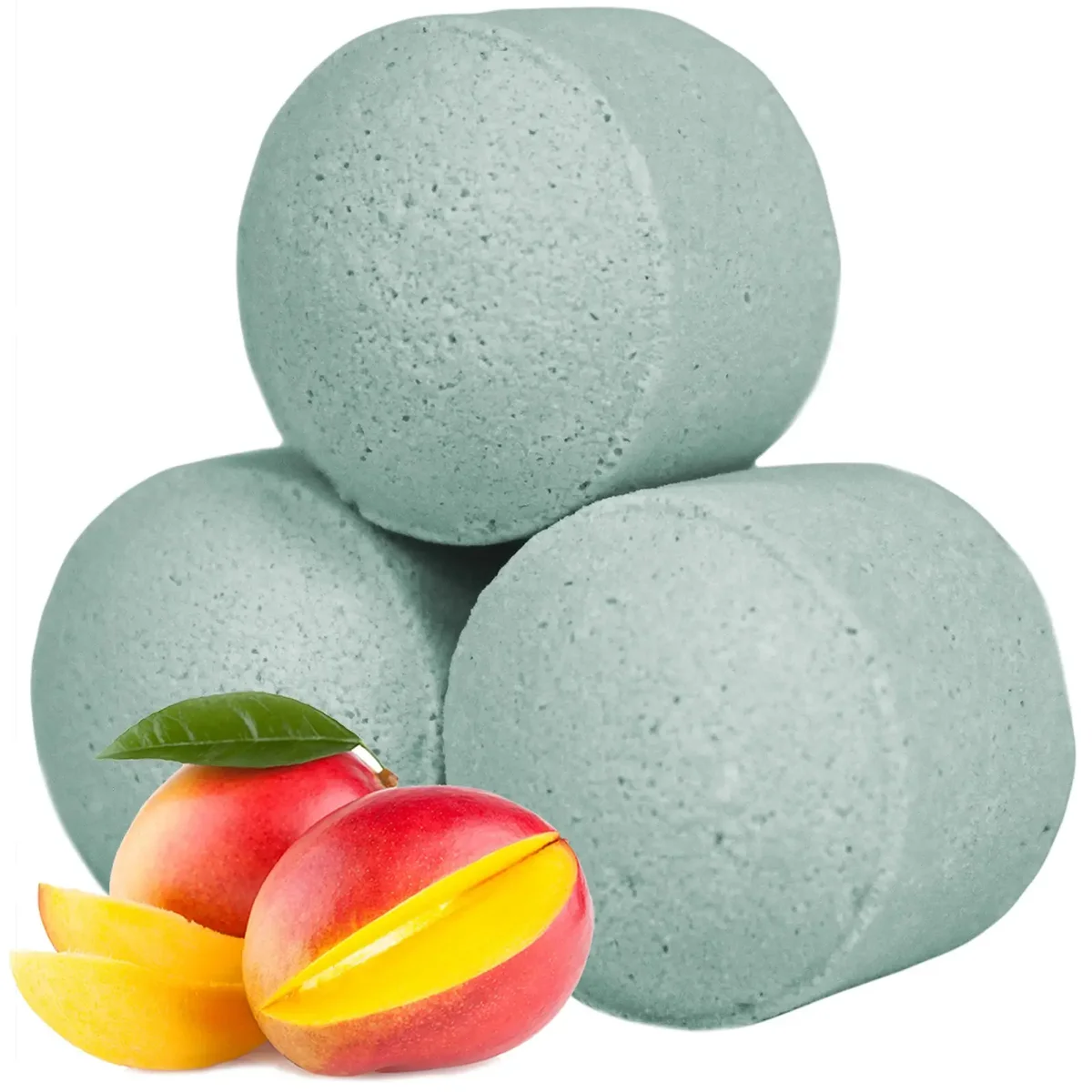 Box of mini bath bombs in mango