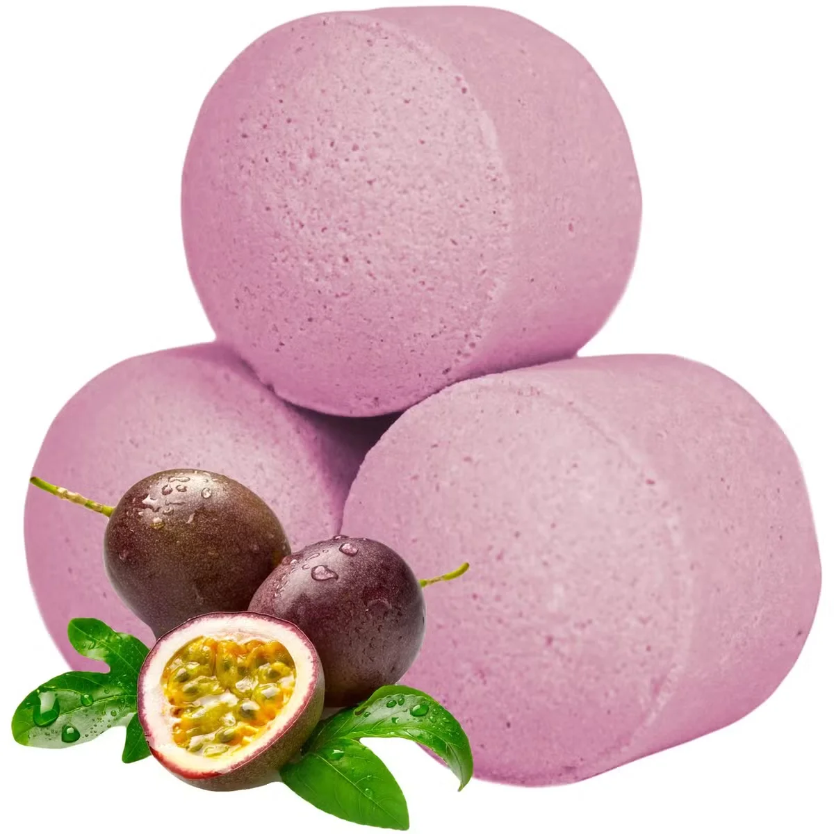 1.3kg box of mini passion fruit bath bombs in a cardboard container