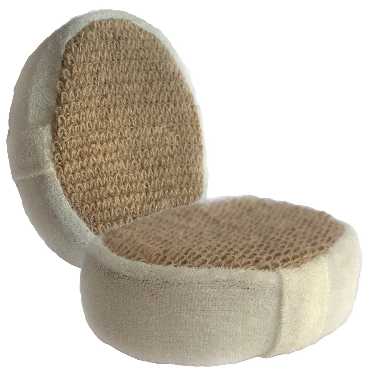 Brown luxury bath sponge with textured surface.