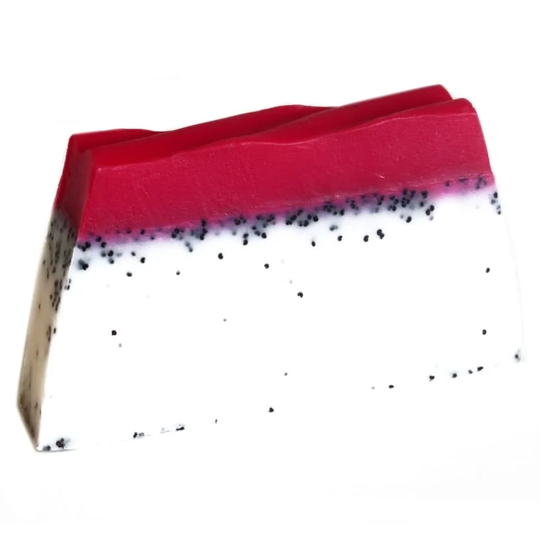 Soap loaf with Tropical Paradise Dragon Fruit label.
