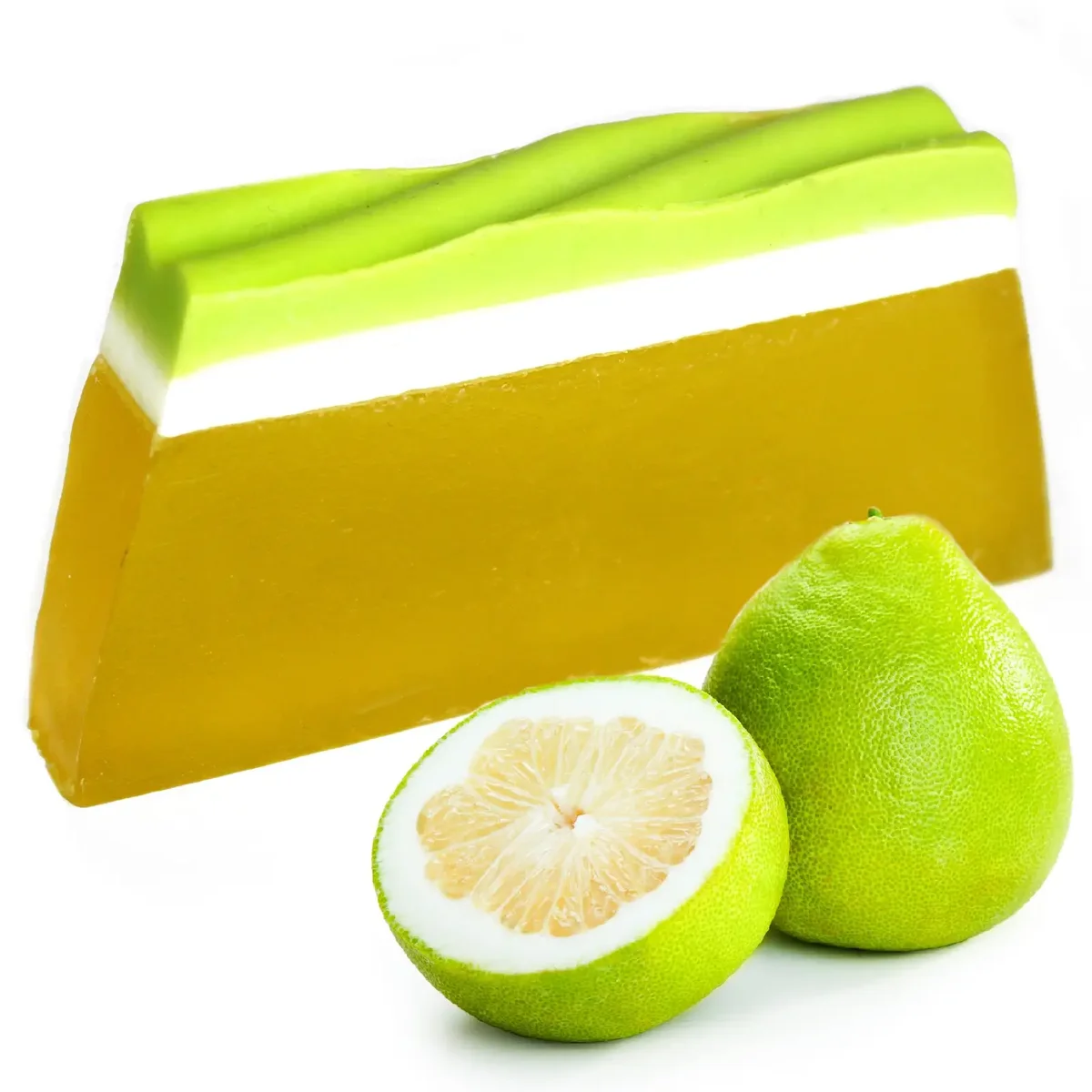 Loaf of tropical soap scented with pomelo