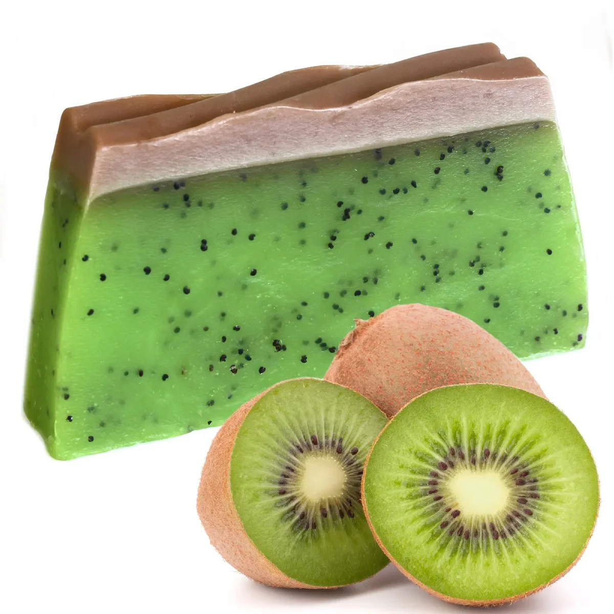 Tropical soap loaf featuring a kiwifruit pattern