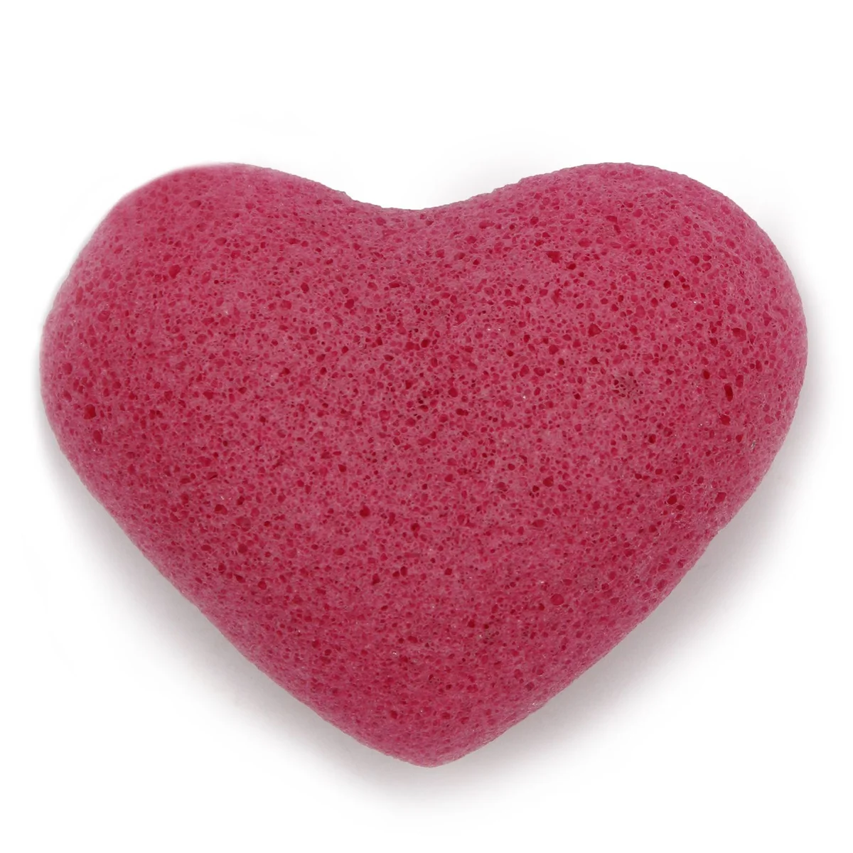 Konjac heart sponge, soft rose‑colour heart shape with translucent sponge material.