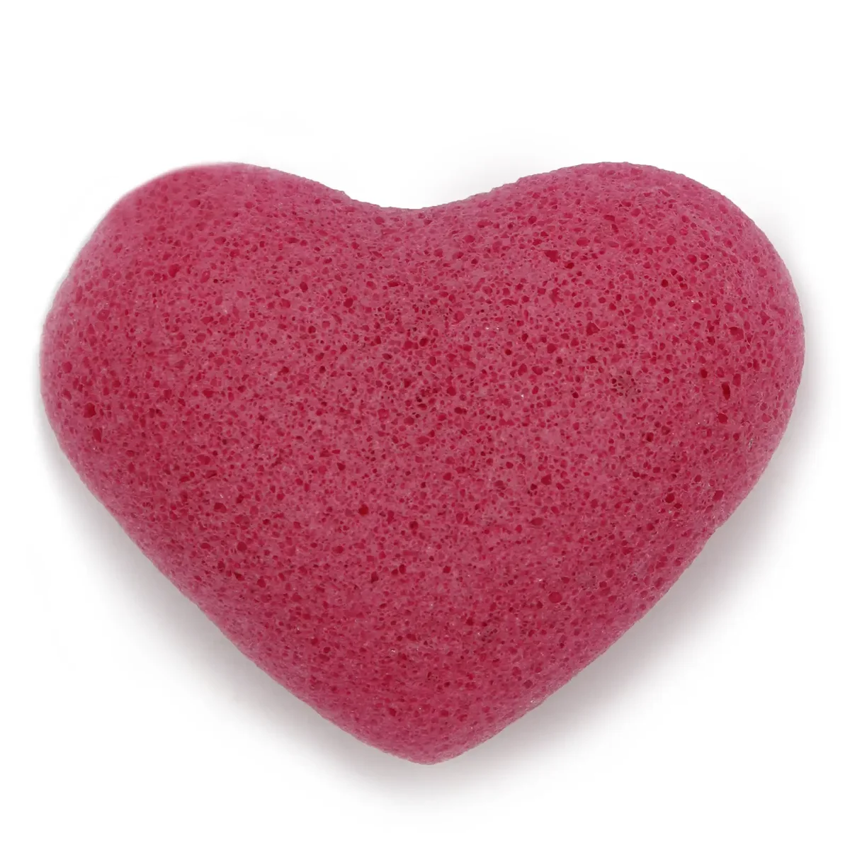 Heart‑shaped rose konjac sponge, ready for gentle exfoliation.