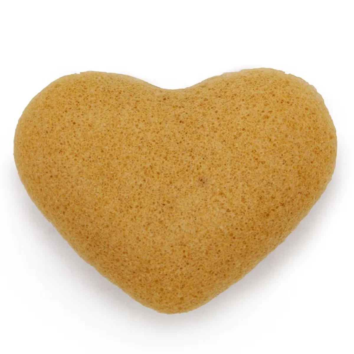 Peach‑coloured heart‑shaped natural konjac sponge, soft texture, kitchen bath accessory