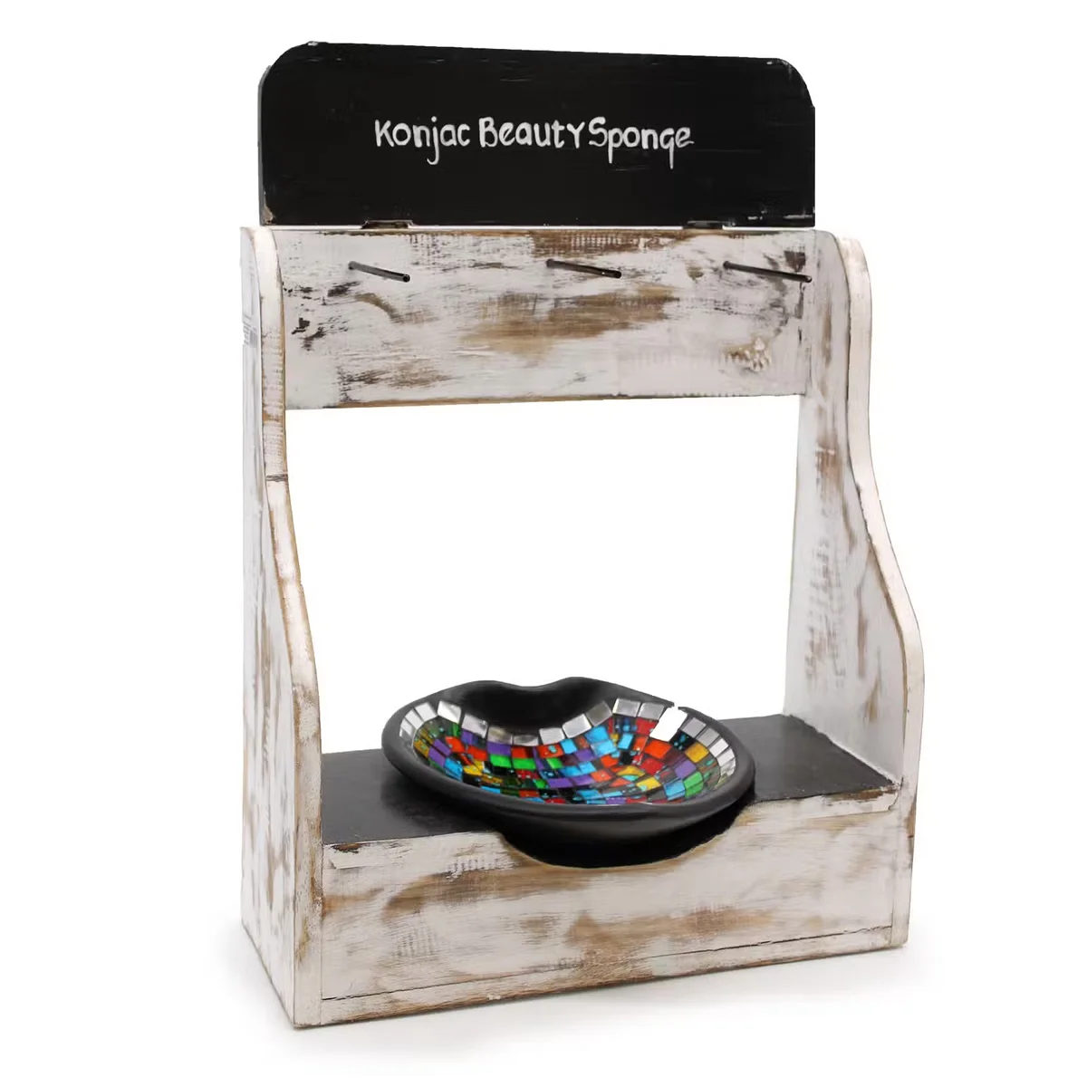 Konjac sponge display stand holding a natural Konjac sponge.