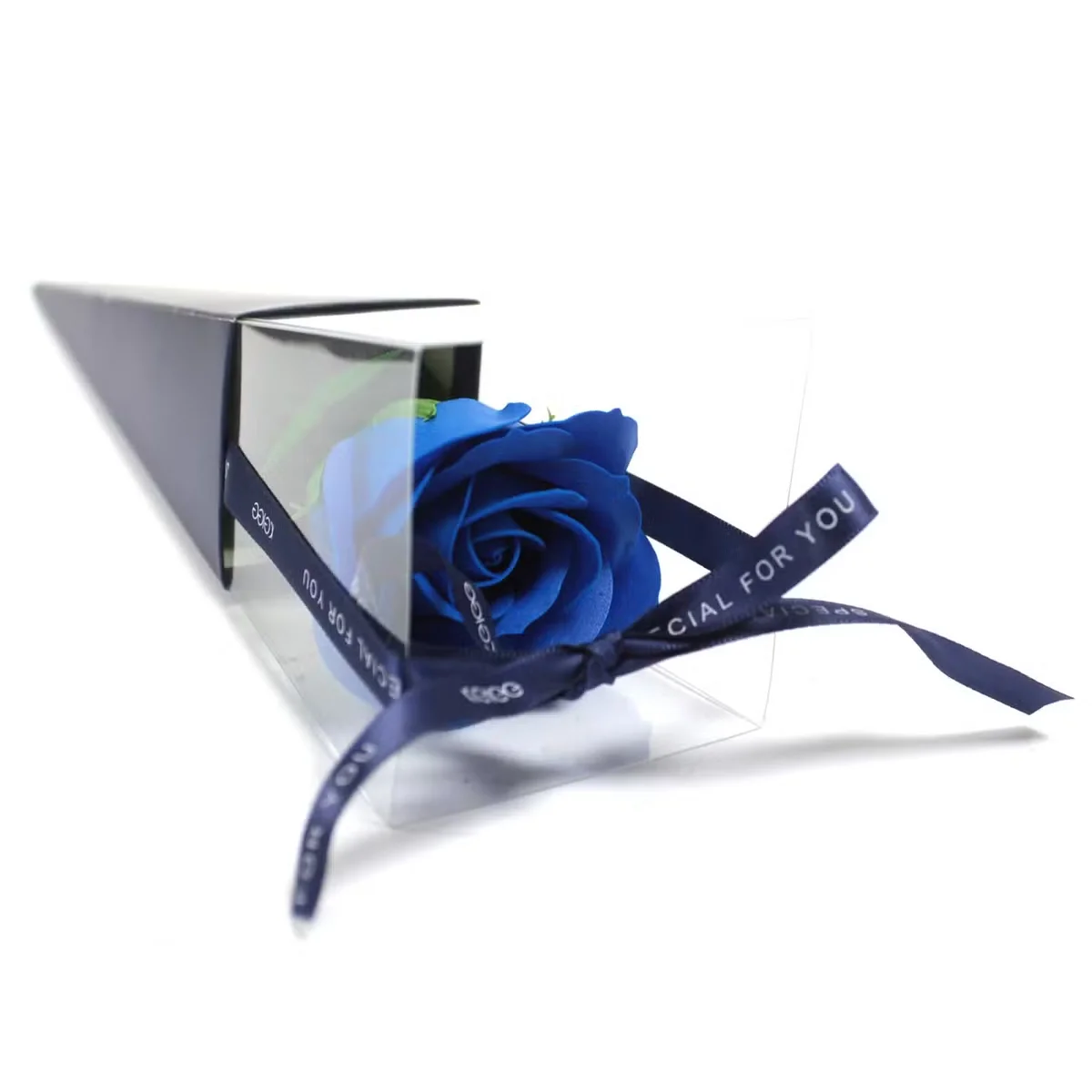 Blue rose ornament, a single flower displayed.