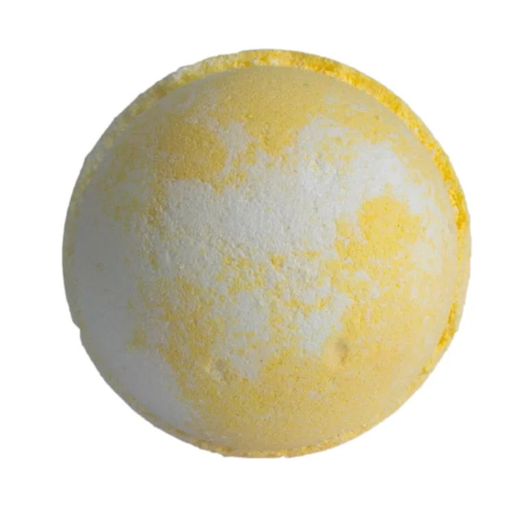Three piña colada bath bombs displayed together.