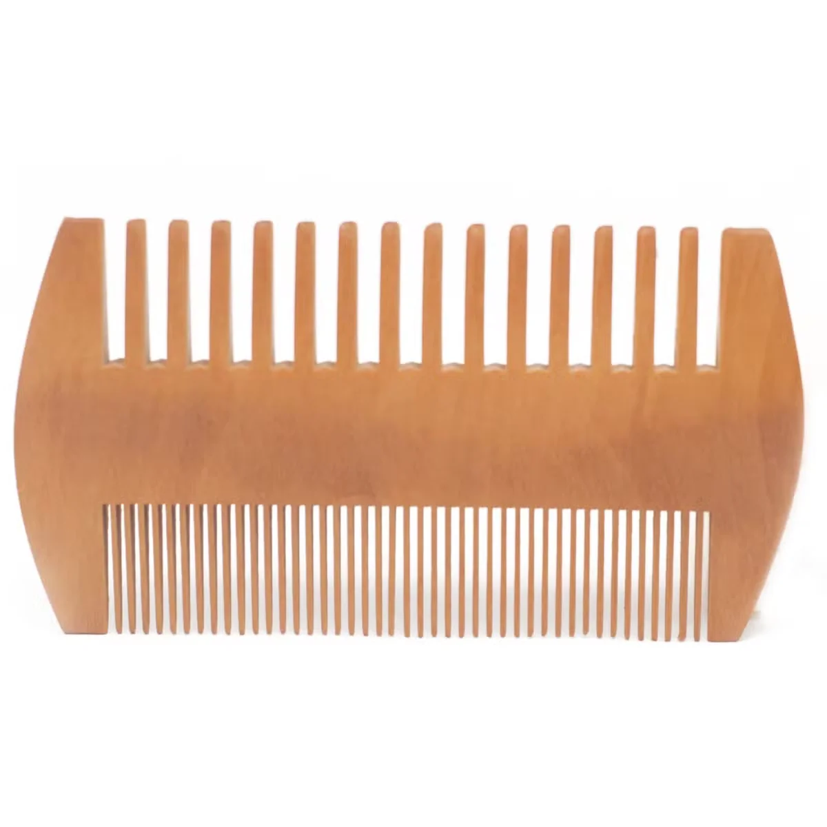Men's beard comb with two-sided design, wooden and bristle sides.