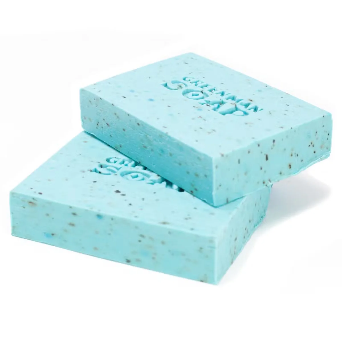 Greenman natural soap slice 100g, green‑bubbly Morning Fresh scent on crisp white background