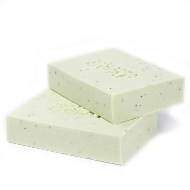 Greenish soap slice labeled Greenman SOAP SLICE 100g – Antiseptic Spot Attack, an antiseptic soap, on a surface.