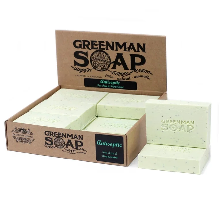Greenman soap slice 100g, green packaging, antiseptic soap stick for spot attack.