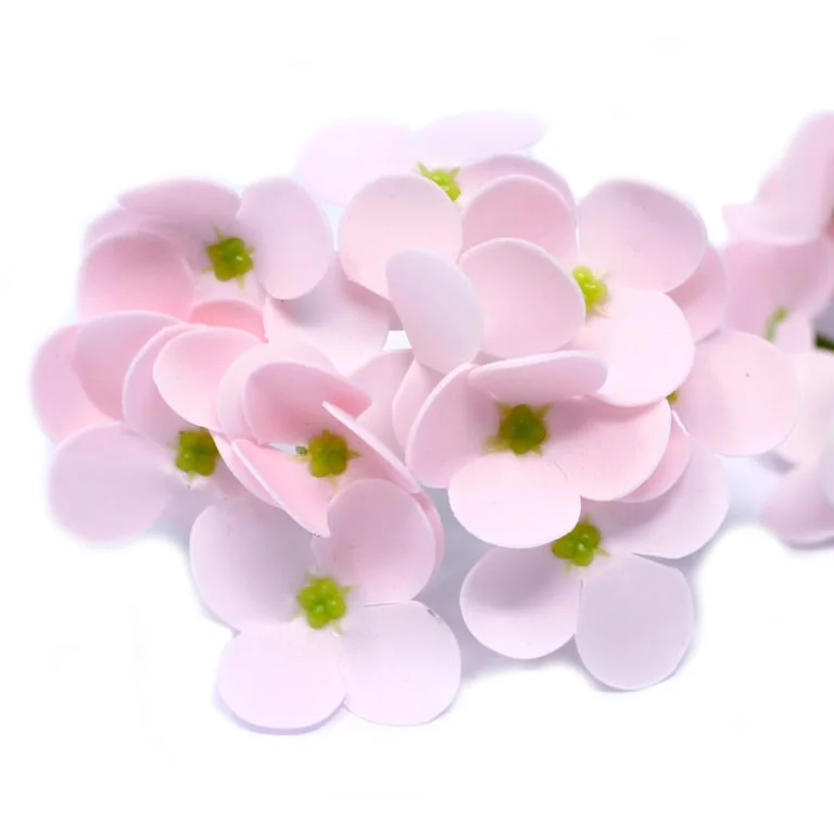Pink hyacinth bean soap flower, handcrafted with natural floral shape.