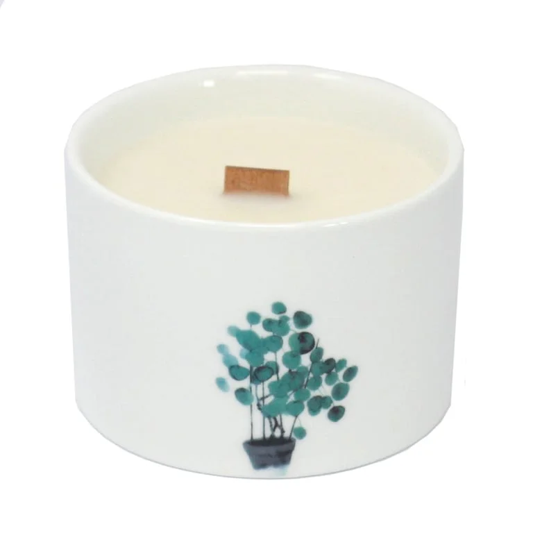 Med botanical candle from Mullberry Harvest shown in a plain glass jar.