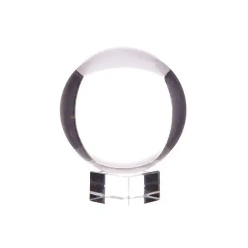 30mm crystal ball on a stand, clear translucent sphere perched on a small pedestal