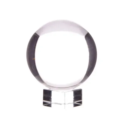 50mm crystal ball displayed on a stand, clear glass sphere on base.