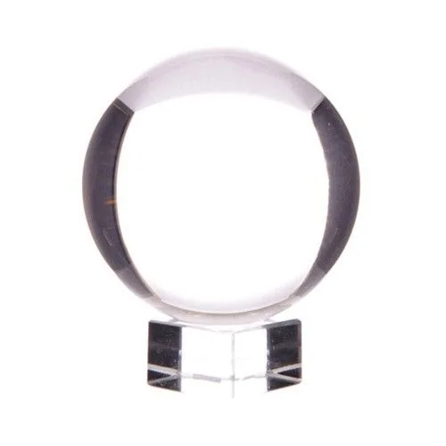 Crystal ball on stand 80mm, clear glass sphere perched on sleek base.