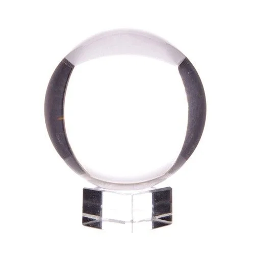 Crystal ball ornament on a stand, 100mm in diameter.