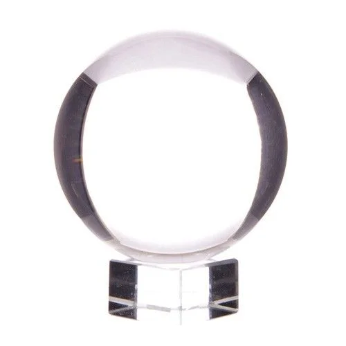 Crystal ball ornament on a small stand, 110mm in diameter.