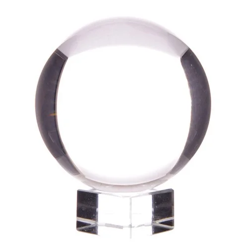 130mm crystal ball on stand in product image, clear glass sphere with polished surface