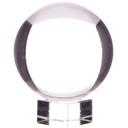 Crystal ball on stand 200mm with a clear sphere perched on a sleek base