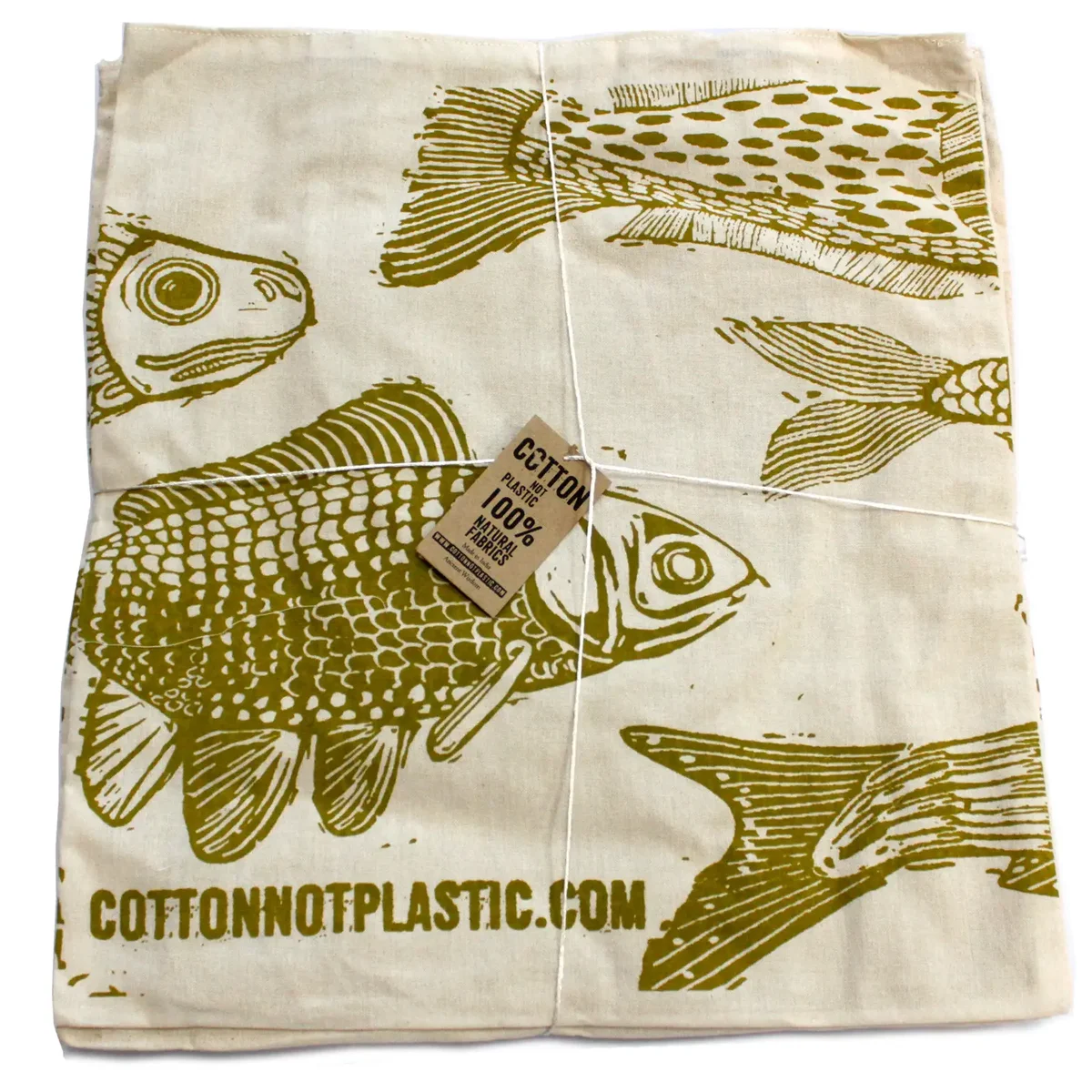 Reversible cotton bag in two designs, folded 38x42cm, shows 2x4oz capacity, fabric texture visible