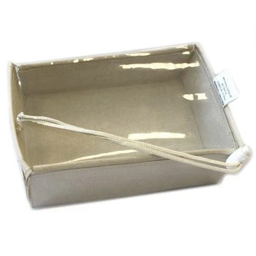 Large cotton flat pack gift boxes stacked neatly in a display, showcasing plain woven fabric and easy assembly.