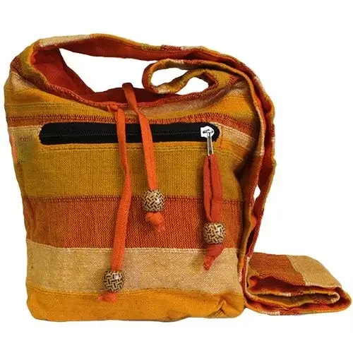 Sleek sunrise orange sling bag Nepal displayed on a light background