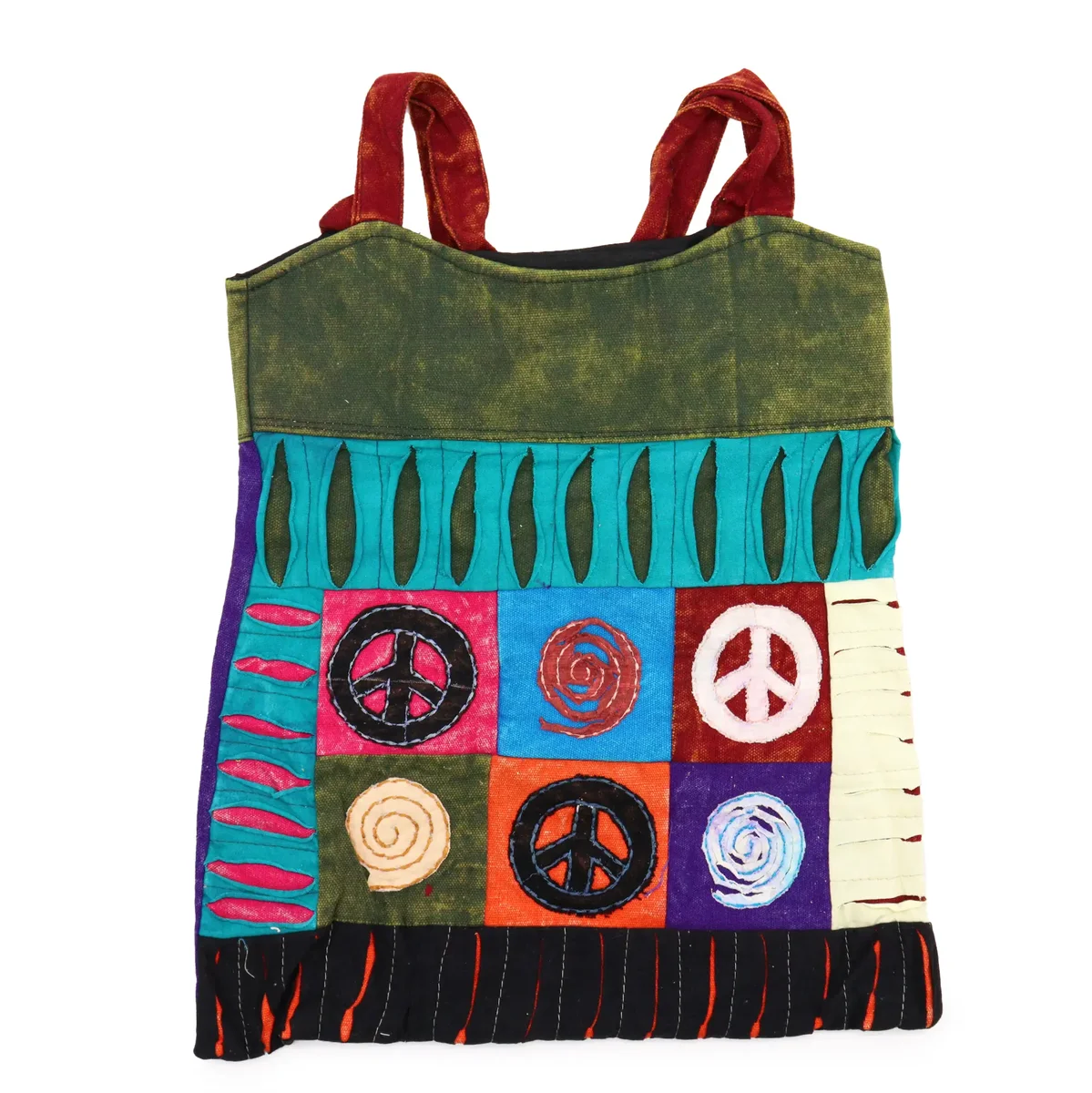 Classic skirt bag featuring a simple peace design
