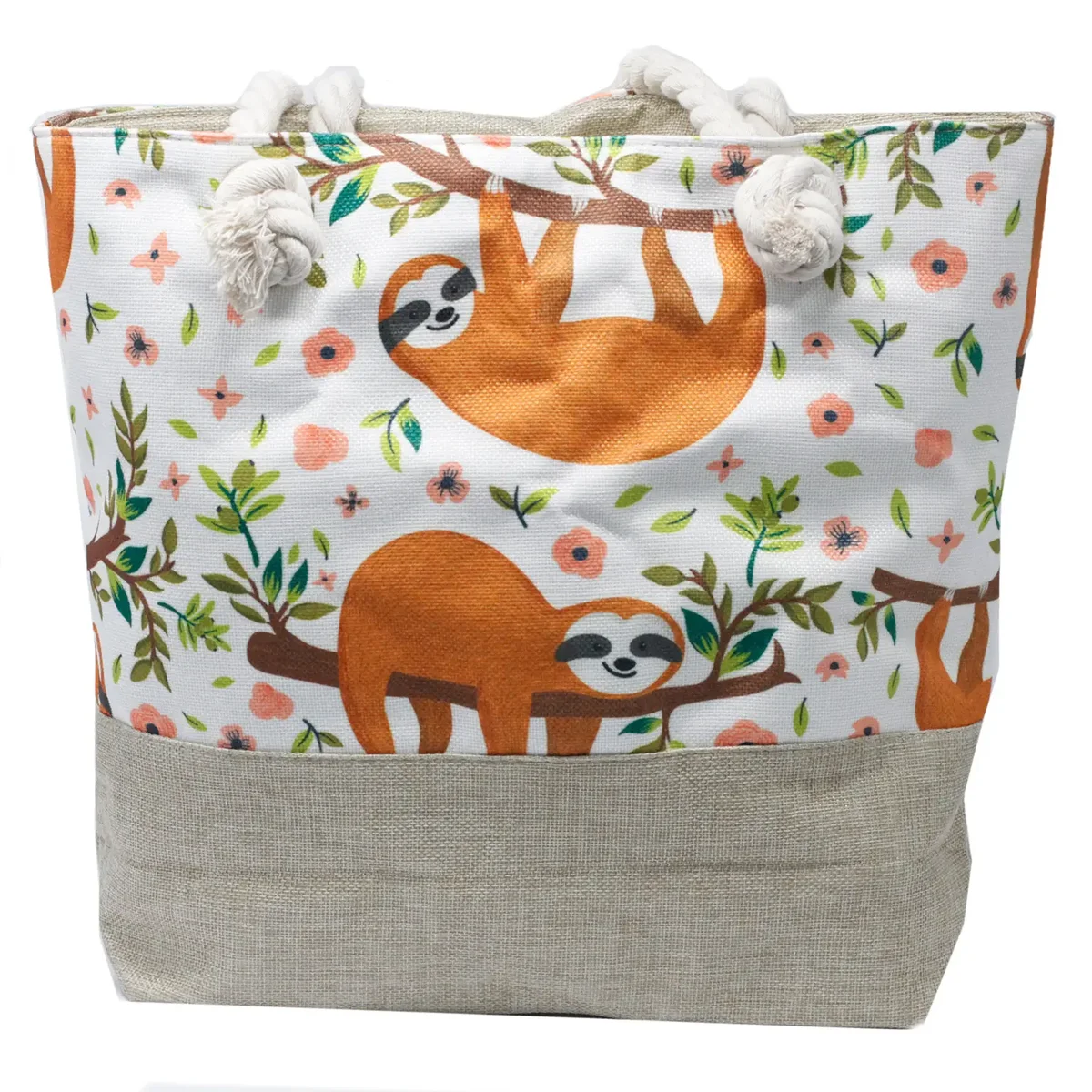Rope handle bag featuring a sloth design.