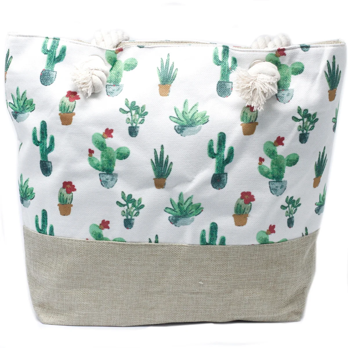 Mini cactus rope handle bag featuring cactus design bag