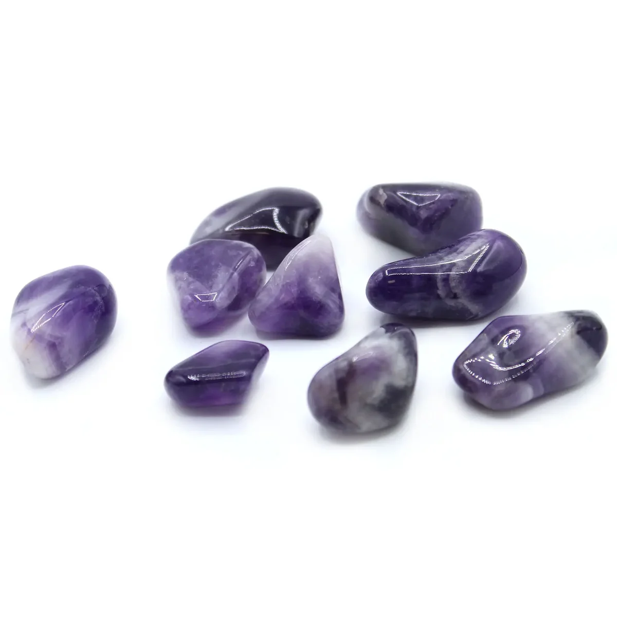 L Tumble Stones featuring banded amethyst stones