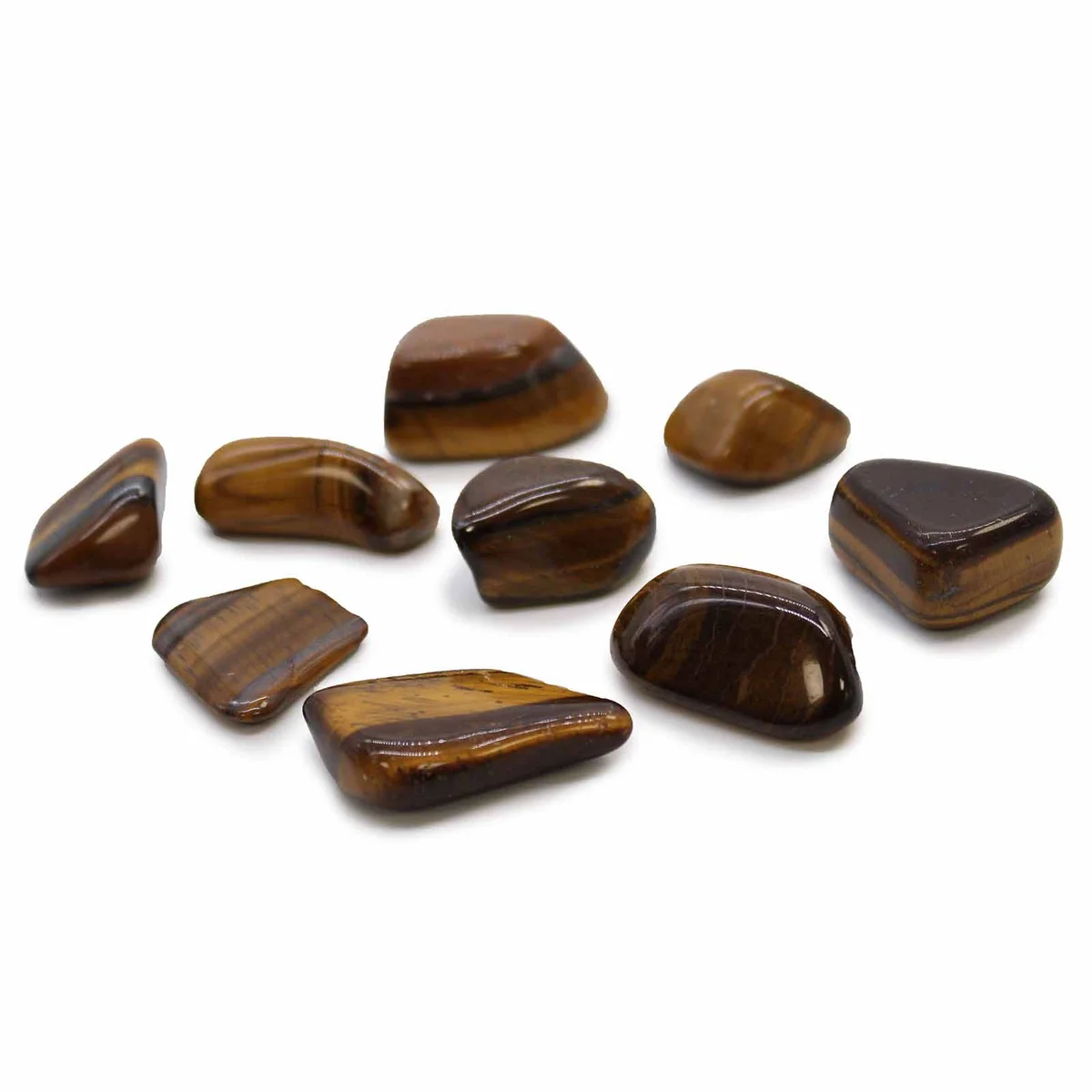 Gold tiger eye tumble stones displayed as tumble stone decor