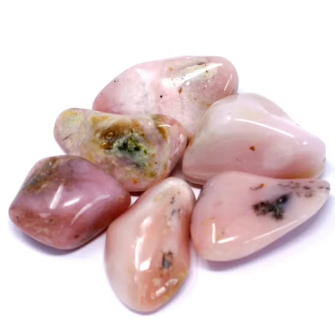 Box of 24 Peruvian opal tumble stones, displayed as decorative opal stones.