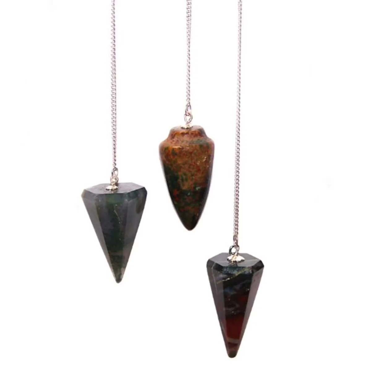 Pendulum bloodstone displayed against a neutral backdrop.