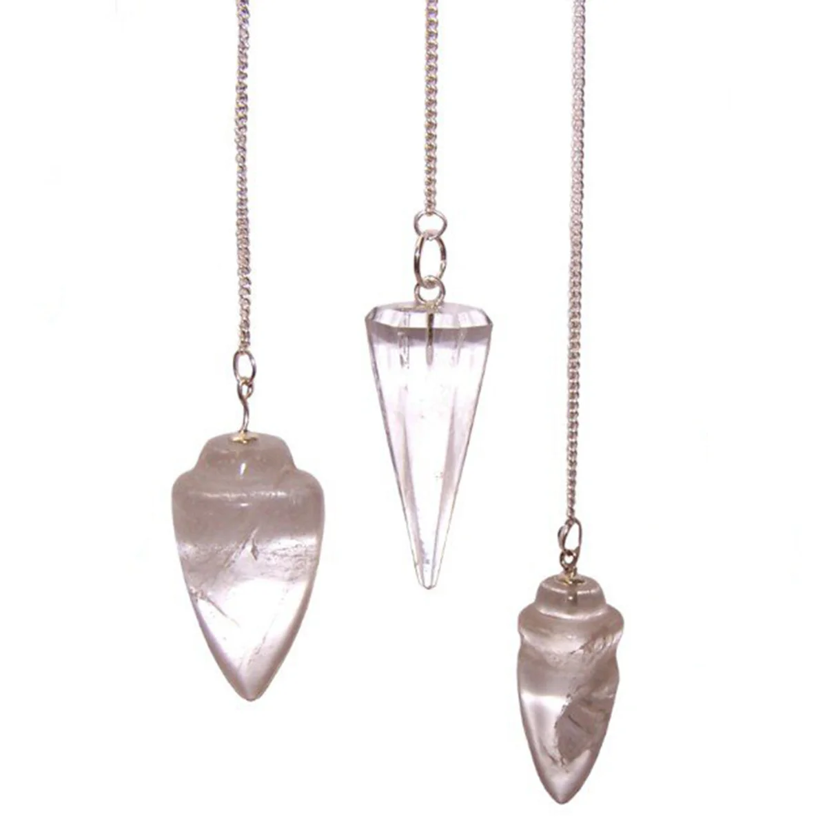 Magic Pendulum with clear rock quartz crystal in a minimalist wooden stand