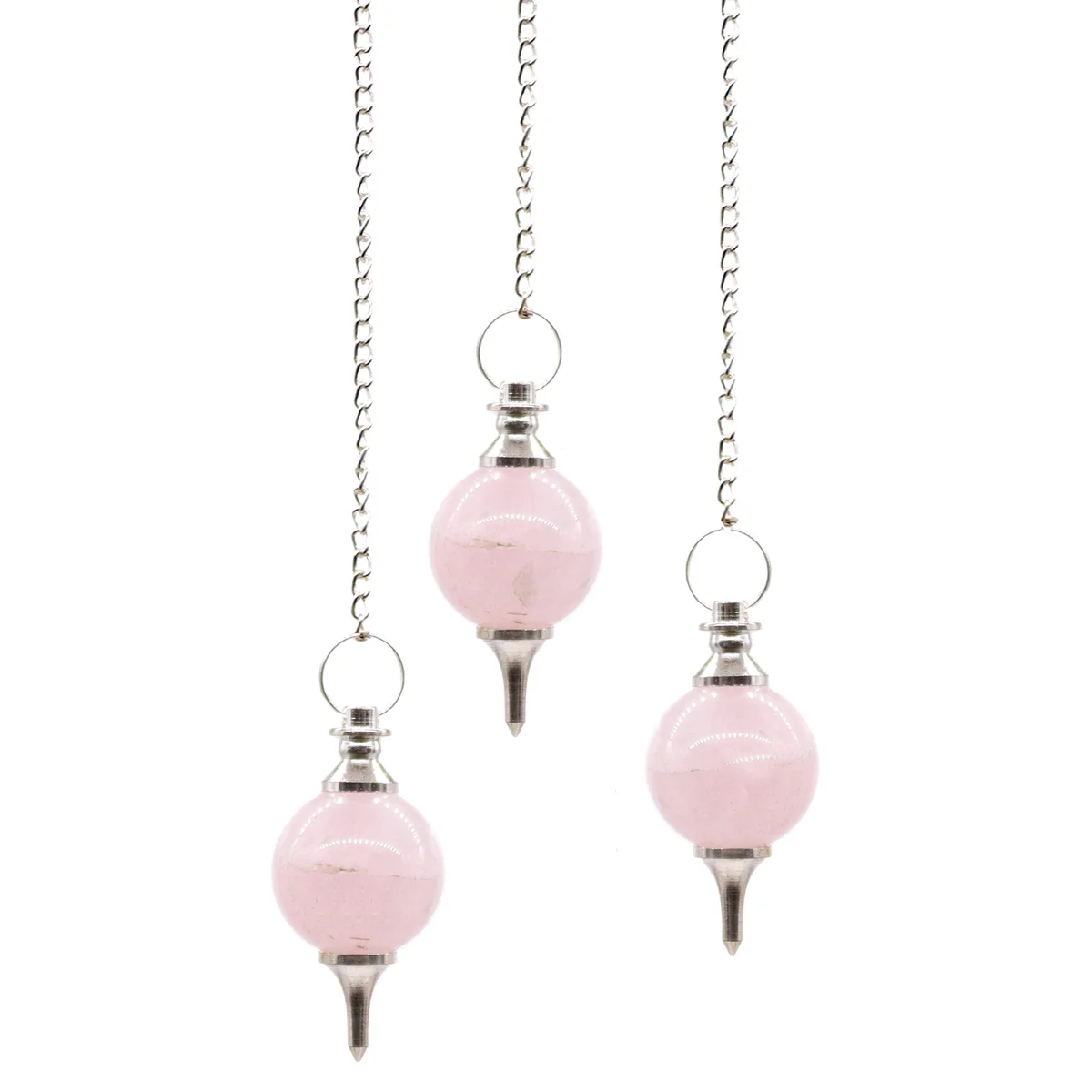 Rose quartz sphere pendulum.