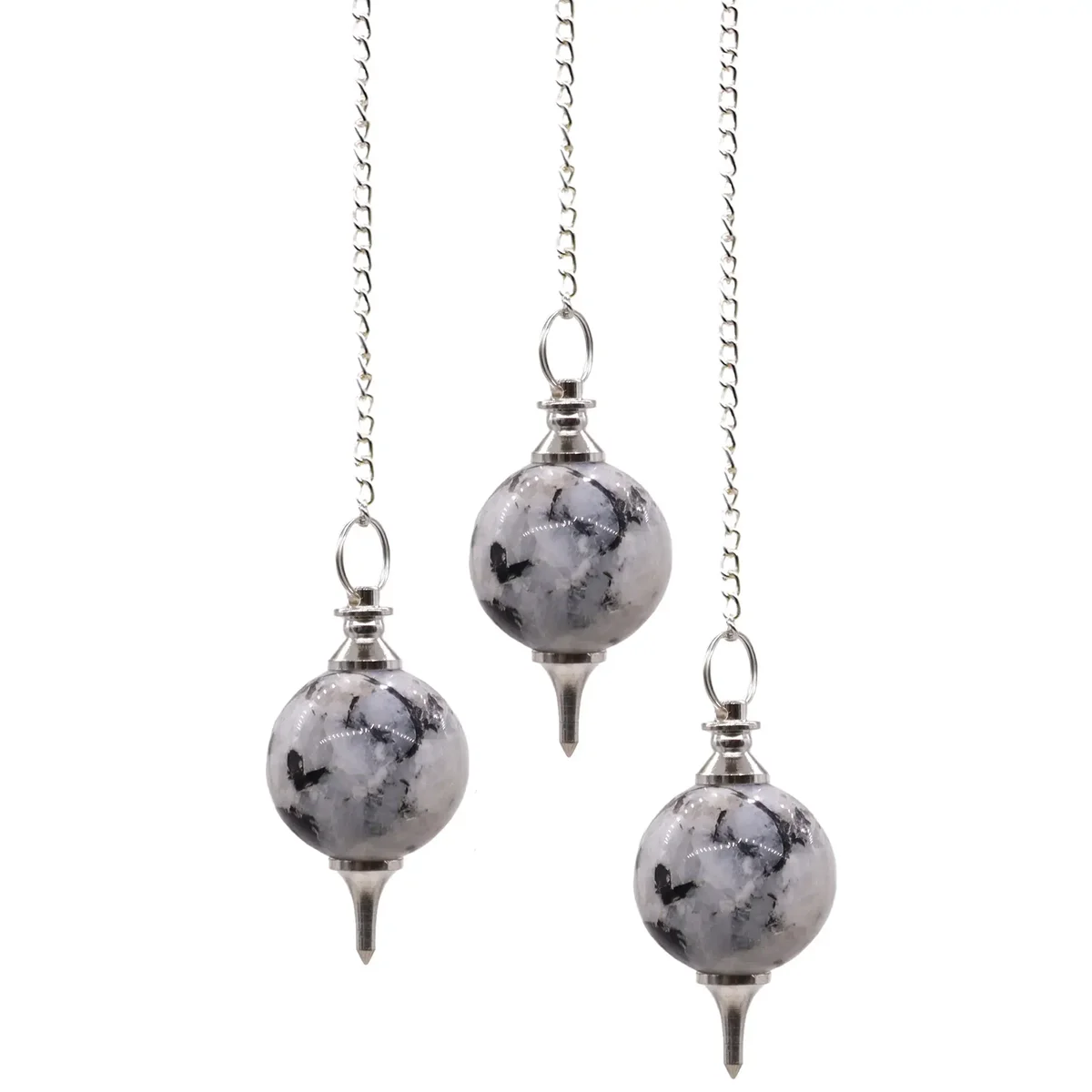Rainbow moonstone sphere pendulum.