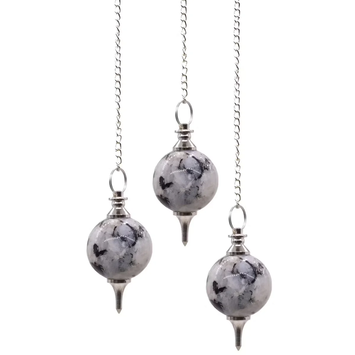 Rainbow moonstone sphere pendulum