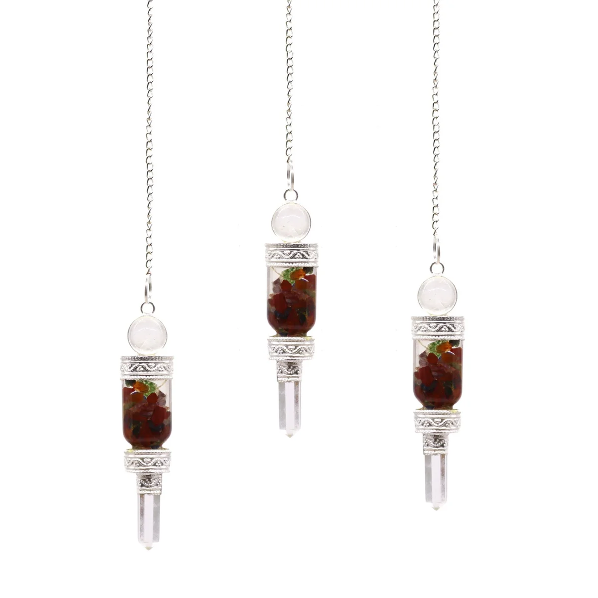 Floating chakra pendulum necklace