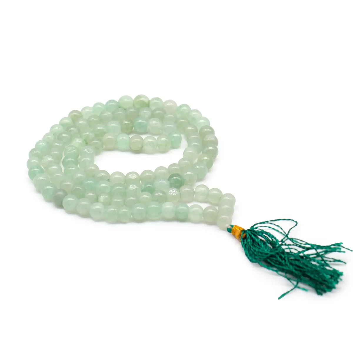 108 bead mala of green aventurine beads.