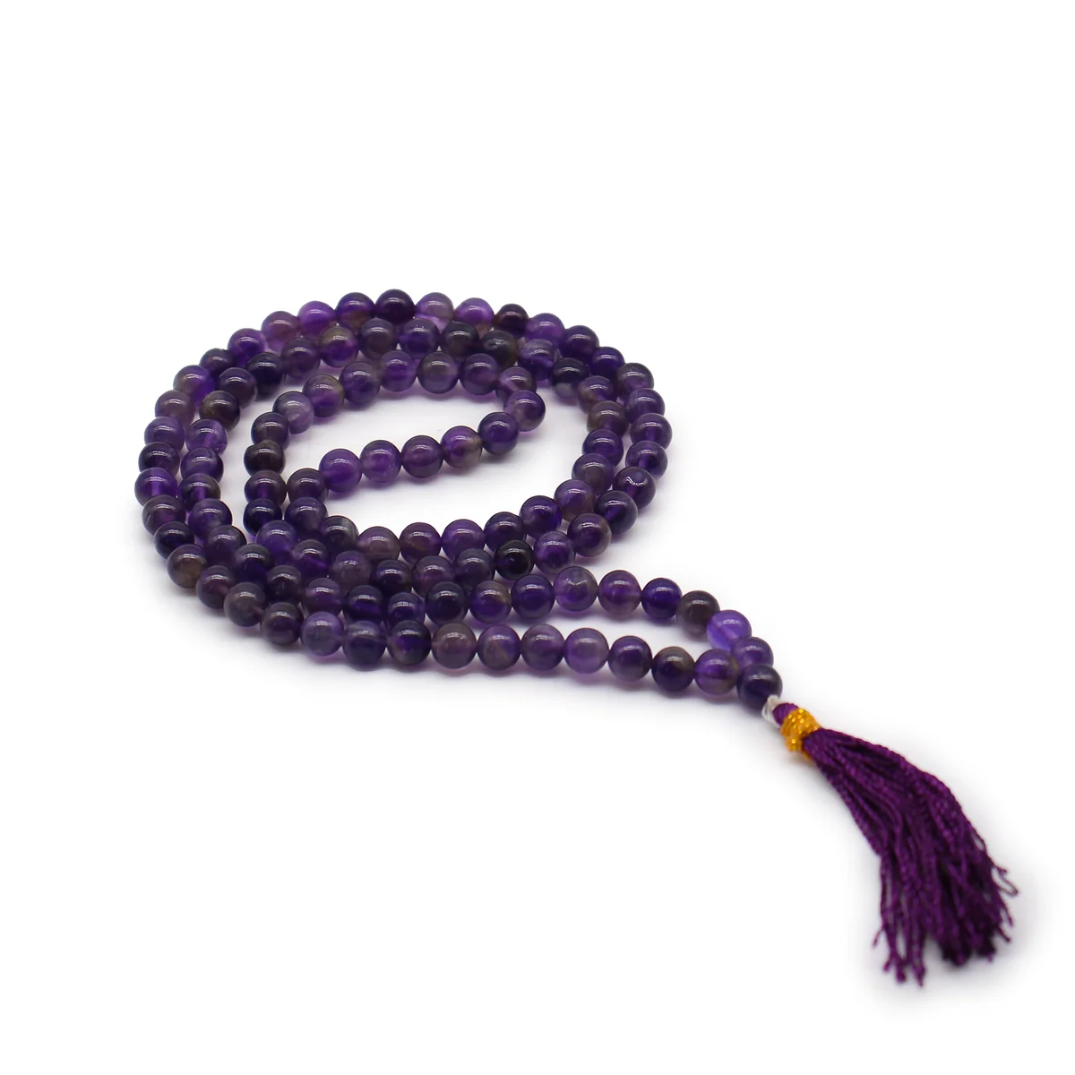 108 bead amethyst mala, meditation bead necklace