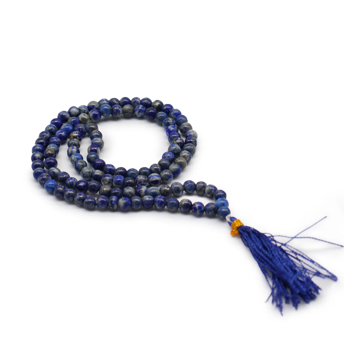 108 bead lapis mala, a spiritual bead necklace.
