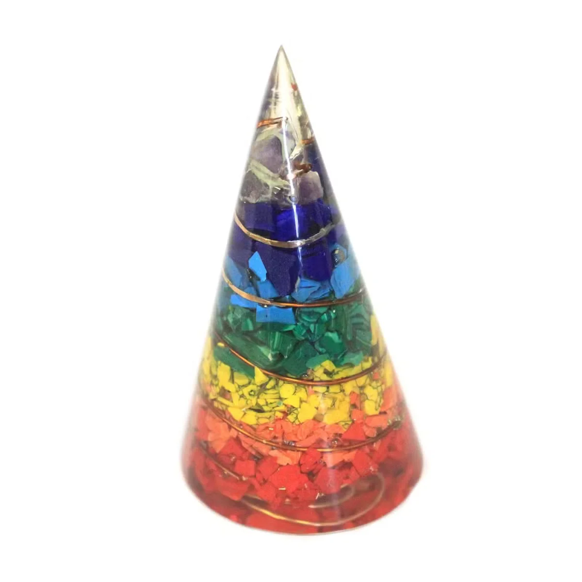 80mm decorative orgonite cone with multichip crystal cores
