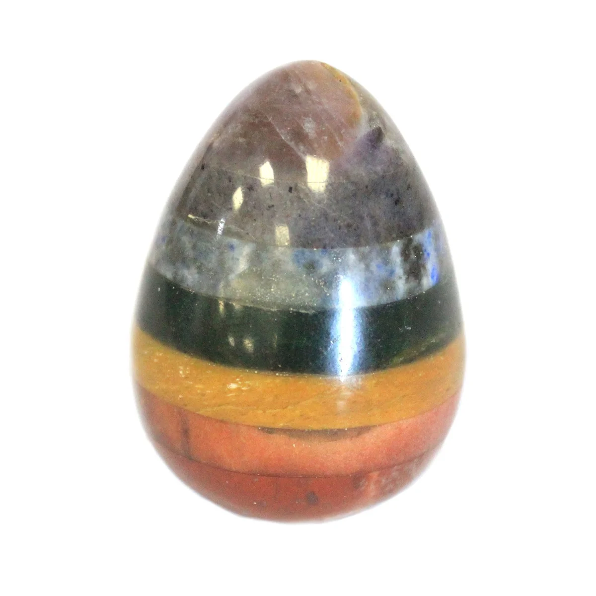 Group of chakra eggs in 40-60mm range, featuring a prominent chakra egg 60mm.