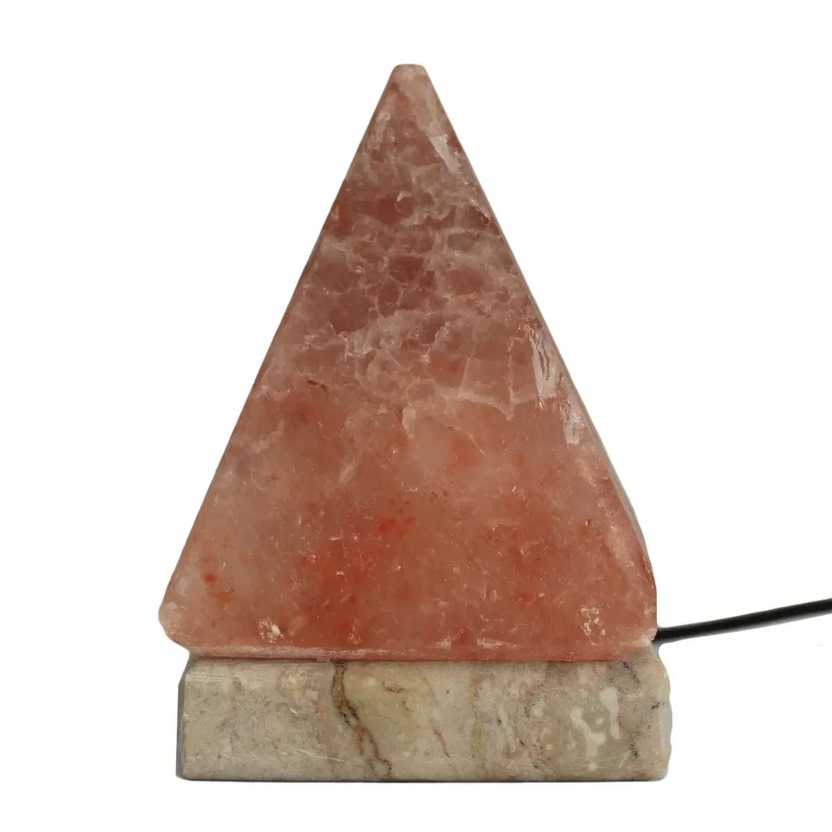 9 cm salt lamp, pyramid shape, single lamp, USB powered, sleek glass and Himalayan salt casing