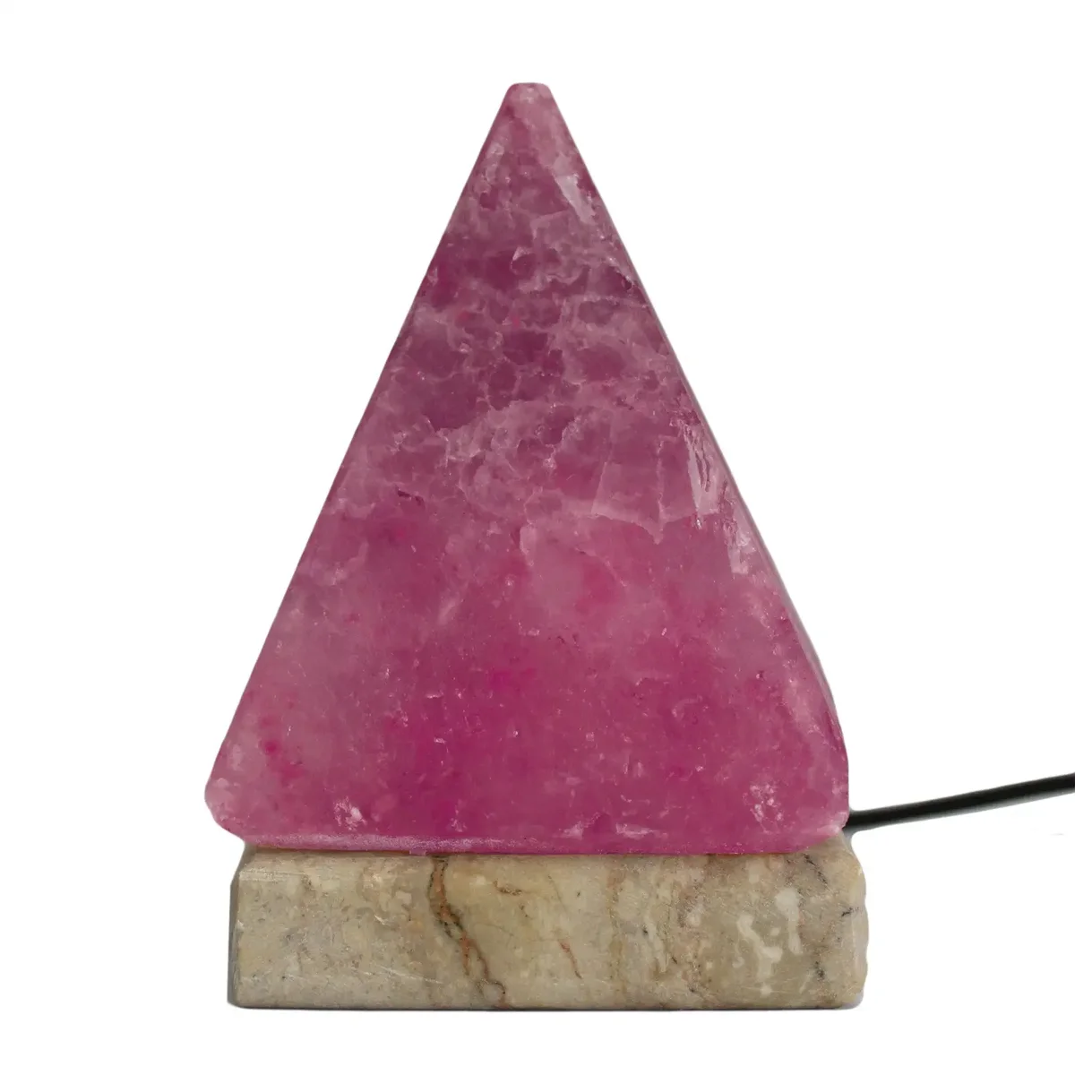 9 cm pyramid salt lamp with USB plug, multiple colour options