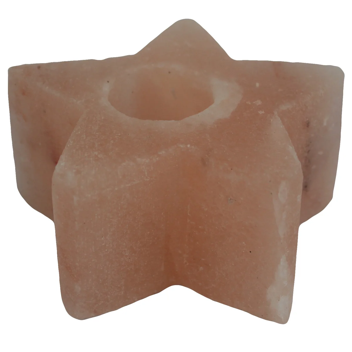 Salt candle holder shaped like a star, serving as a decorative candle holder for bright ambient lighting.